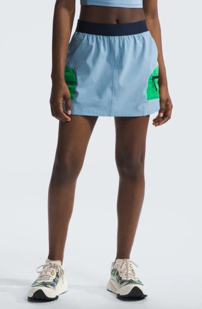The North Face Trailwear Okt Long Haul Skort In Steel Blue/ Optic Emerald