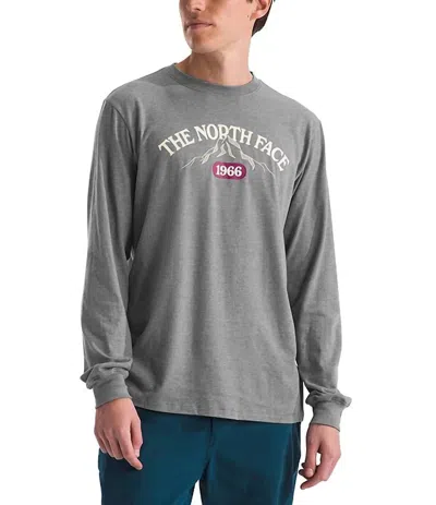 The North Face Varsity Long Sleeve Tee In Medium Grey Heather