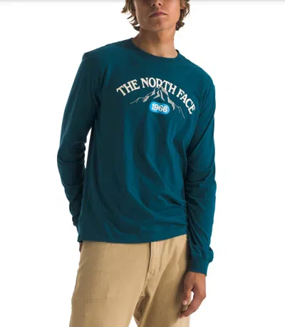 The North Face Varsity Long Sleeve Tee In Midnight Petrol In Multi
