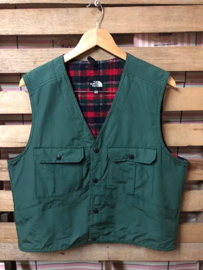 Pre-owned The North Face Vest Jacket Lined Pattern In Green