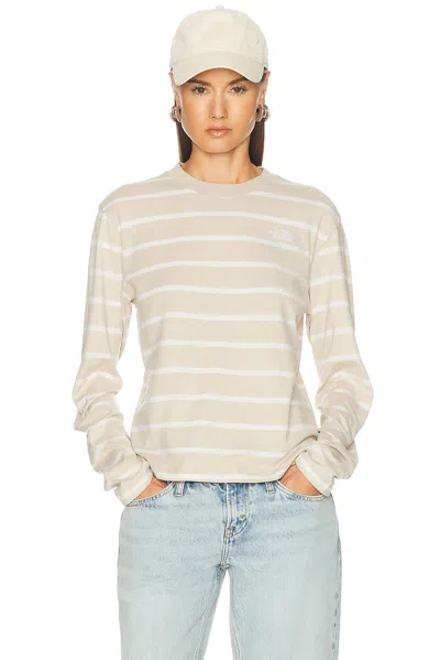 The North Face Vista Long Sleeve Tee In Timeless Taupe Tnf Open Stripe