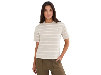 The North Face Vista Stripe Short Sleeve T-shirts Women's Sweatshirt Timeless Taupe/tnf Open Stripe: Xs, Cotton In White