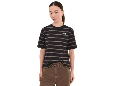The North Face Vista Stripe Short Sleeve T-shirts Women's Sweatshirt Tnf Black/tnf Open Stripe: Xs, Cotton