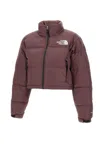 The North Face Nuptse Crop Jacket In Purple