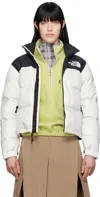 The North Face Nuptse Cropped Jacket In Rou White Dune/tnf B