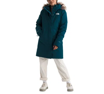 The North Face Women's Arctic Hooded Faux-fur-trim Parka In Midnight Petrol