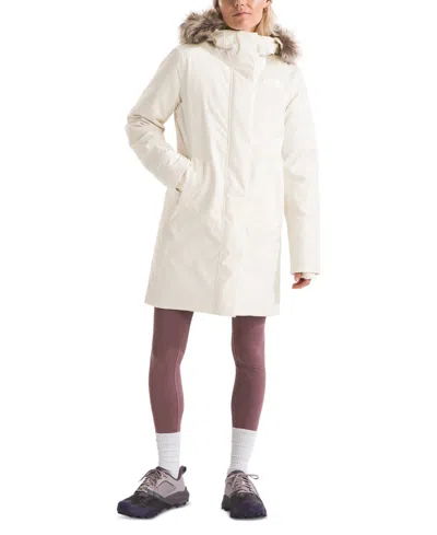 The North Face Women's Arctic Hooded Faux-fur-trim Parka In White Dune