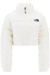 THE NORTH FACE WOMEN'S CROPPED PUFFER JACKET IN SEMI-SHINY WHITE RIPSTOP WITH ADJUSTABLE FEATURES