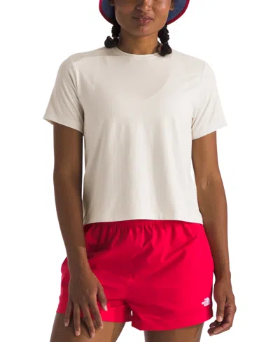 The North Face Sky Short Sleeve Top In White Dune