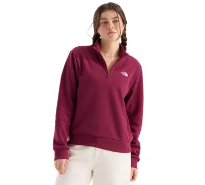 The North Face Women's Evolution Simple Dome Regular Quarter Zip Sweatshirt In Burgundy
