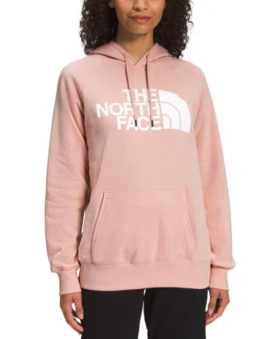 The North Face Women's Half Dome Fleece Pullover Hoodie In Pink Moss,tnf White