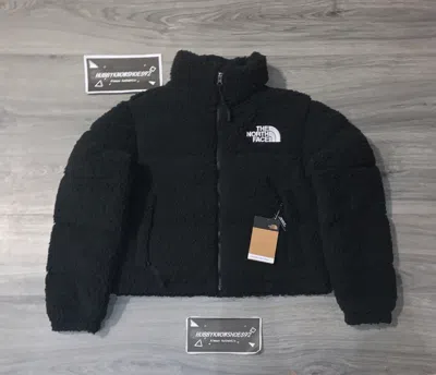 Pre-owned The North Face Women's High Pile Sherpa Nuptse Short Crop 700-down Jacket Black