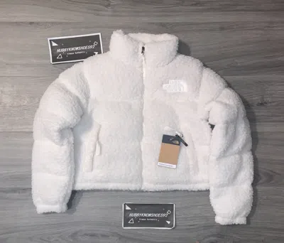 Pre-owned The North Face Women's High Pile Sherpa Nuptse Short Crop 700-down Jacket White