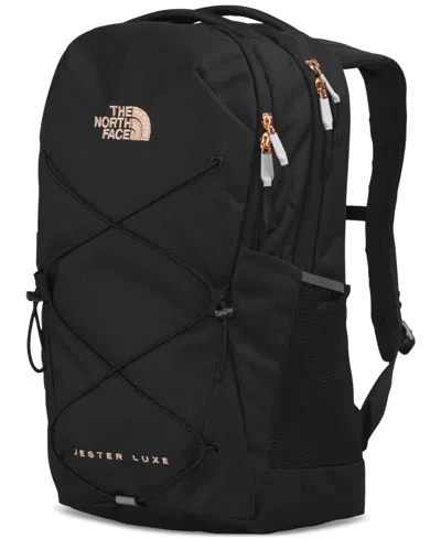 The North Face Women's Jester Luxe Backpack In Tnf Black,burnt Coral Metallic