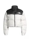 The North Face Women's Nuptse Cropped Down Puffer Jacket In Gardenia White Black