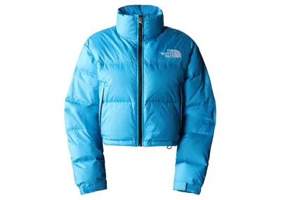 Pre-owned The North Face Women's Nuptse Short Jacket In Acoustic Blue