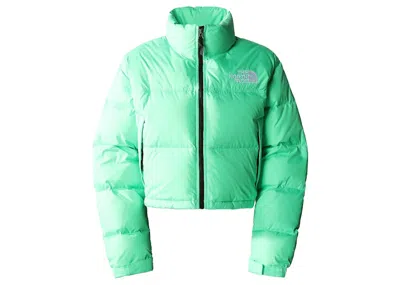 Pre-owned The North Face Women's Nuptse Short Jacket In Chlorophyll Green