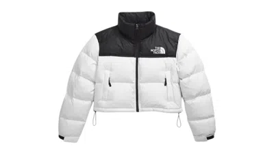 Pre-owned The North Face Women's Nuptse Short Jacket In White Dune