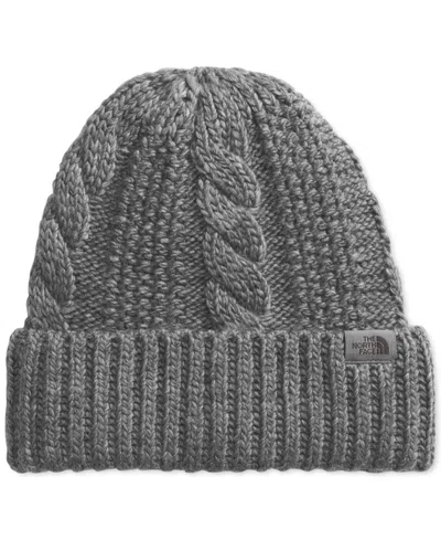 The North Face Women's Oh Mega Cable-knit Cuffed Beanie In Tnf Medium Grey Hthr