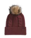 The North Face Women's Oh Mega Faux-fur Pom Beanie In Burgundy
