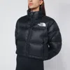 The North Face Cropped Puffer Jacket High Collar In Black