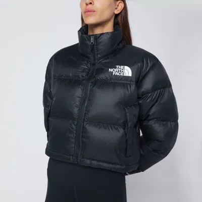 The North Face Cropped Puffer Jacket High Collar In Black