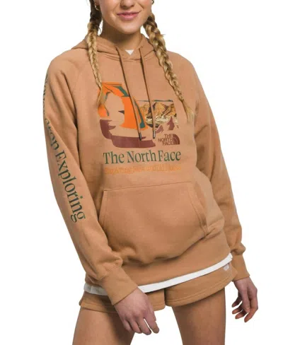 The North Face Women's Places We Love Graphic Fleece Hoodie In Almond Butter/pine Needle In Brown