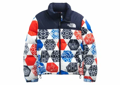 Pre-owned The North Face Women's Printed 1996 Retro Nuptse Jacket In Blue Ic Geo Print