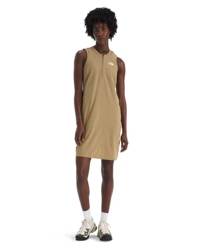 The North Face Women's Quarter-zip Front Packable Dress In Kelp Tan