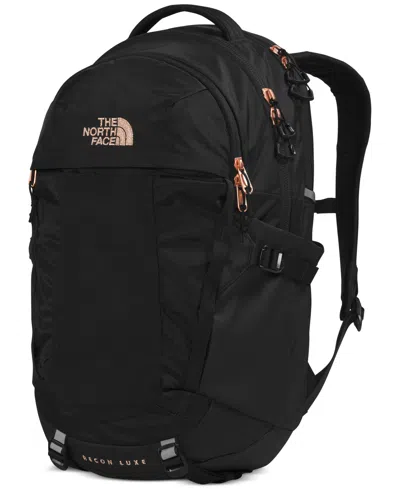 The North Face Women's Recon Luxe Backpack In Tnf Black,burnt Coral Metallic
