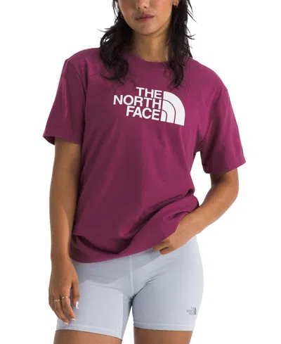 The North Face Women's Short-sleeve Core Half Dome Tee In Cyber Berry,tnf White