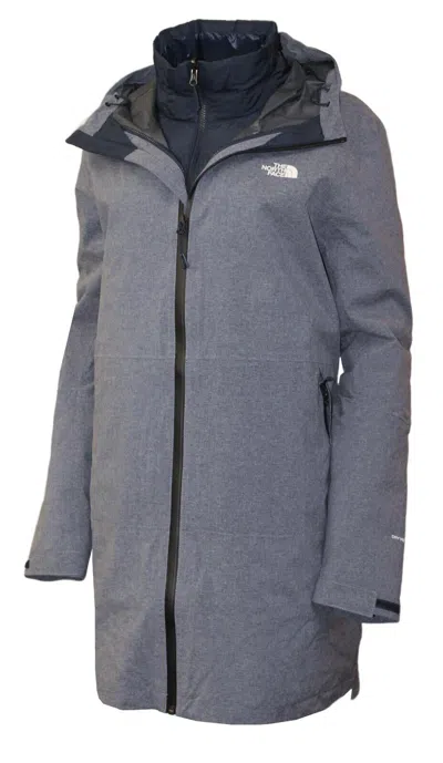 Pre-owned The North Face Women's Thermoball Eco Triclimate Long Jacket Parka In Urban Navy Heather
