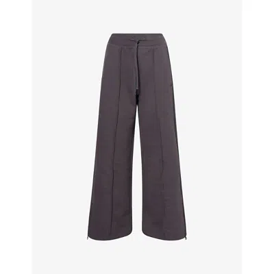The North Face Womens Anthracite Grey Dome Wide-leg Cotton-jersey Jogging Bottoms Xl In Gray