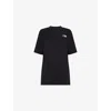 The North Face Womens Black Essential Embroidered-logo Cotton-jersey T-shirt In Black
