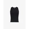 The North Face Womens Black Ribbed Brand-patch Stretch-cotton Top In Black