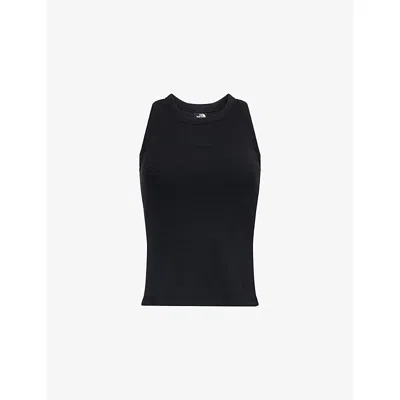 The North Face Womens Black Ribbed Brand-patch Stretch-cotton Top