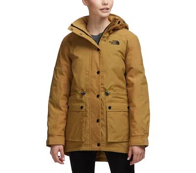 Pre-owned The North Face Womens Brittish Khaki Reign On Down Parka Jacket, Medium M 7977-4 In Brown