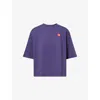 The North Face Womens Eternal Purple Cropped Brand-patch Cotton-jersey T-shirt Xs In Blue