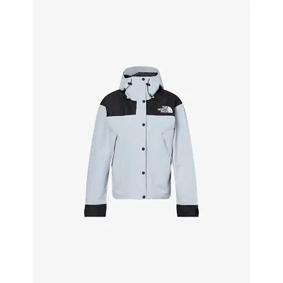 The North Face Womens Frost Grey/tnf Black Mono Mountain Hooded Shell Jacket Xs In Blue