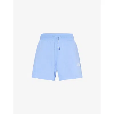 The North Face Womens Embroidered-logo Relaxed-fit Cotton-jersey Short Medium Blue