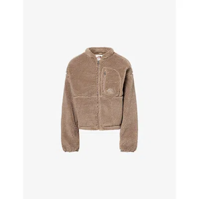 THE NORTH FACE WOMENS MOCHA BROWN EX PILE LOGO-EMBROIDERED FLEECE JACKET