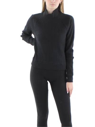 The North Face Womens Mock Neck Waffle Crewneck Sweater In Black