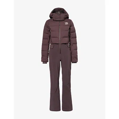 The North Face Womens Phoenix  Hooded Woven Ski Jumpsuit In Brown