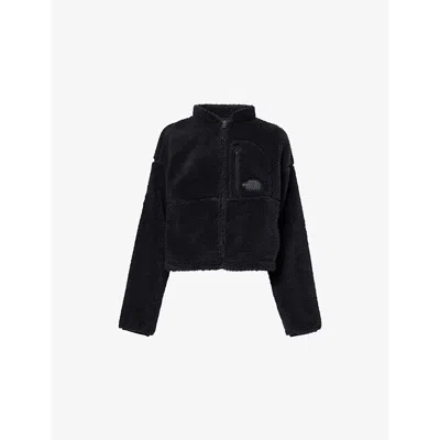 THE NORTH FACE WOMENS BLACK BOXY-FIT MOCK-NECK TEDDY JACKET
