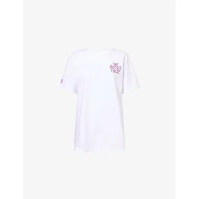 The North Face Womens Tnf White Drip-logo Relaxed-fit Cotton T-shirt Xs