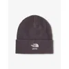 The North Face Womens  Embroidered Ribbed Knitted Beanie In Burgundy