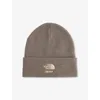 The North Face Womens  Embroidered Ribbed Knitted Beanie In Brown