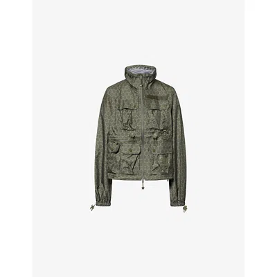 The North Face Womens Dark Green Graphic-pattern Drawstring Shell Jacket Xs