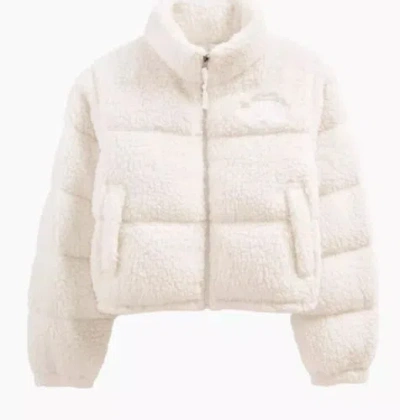 Pre-owned The North Face Womens  High Pile Sherpa Nuptse Short Crop 700-down Jacket White S