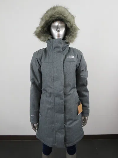 Pre-owned The North Face Womens  Novelty Luxe Arctic Parka Down Waterproof Warm Jacket Grey In Tnf Medium Grey Heather / Tnf White Logo